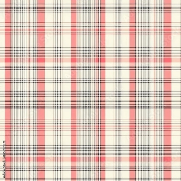 Obraz A seamless pattern of a classic tartan checked in soft pastel red and grey, perfect for stationery designs, scrapbooking stickers, or digital paper backgrounds.