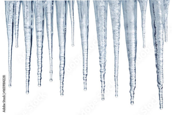 Fototapeta icicles in a row on a transparent background