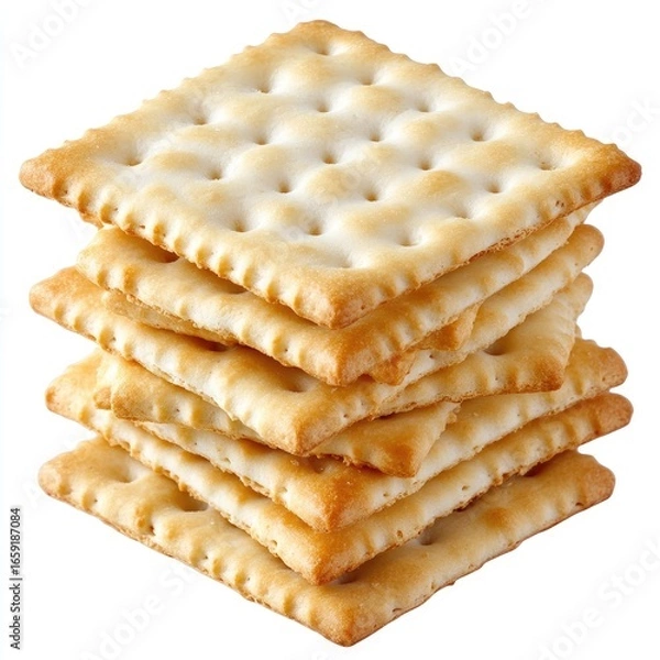 Obraz A stack of saltine crackers isolated on a white background