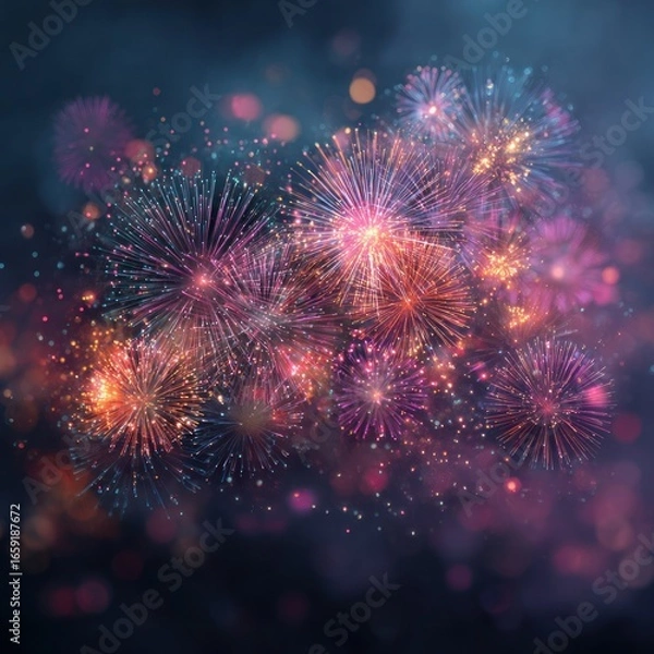 Obraz celebration with fireworks background