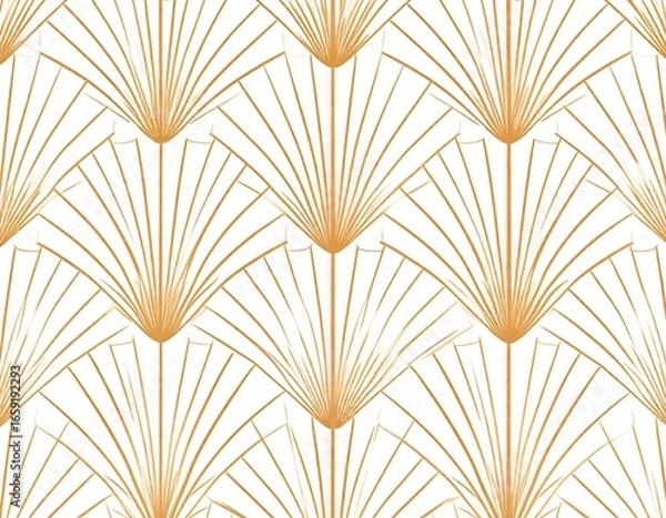 Fototapeta Golden fan-shaped pattern on white