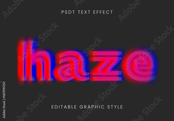 Fototapeta Red And Blue Neon Haze Font Blurred Distorted Text Effect
