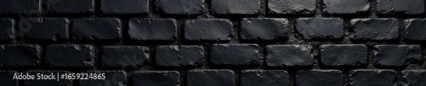 Fototapeta Rough, uneven black brick surface Deep shadows, subtle variations , graphic, wall