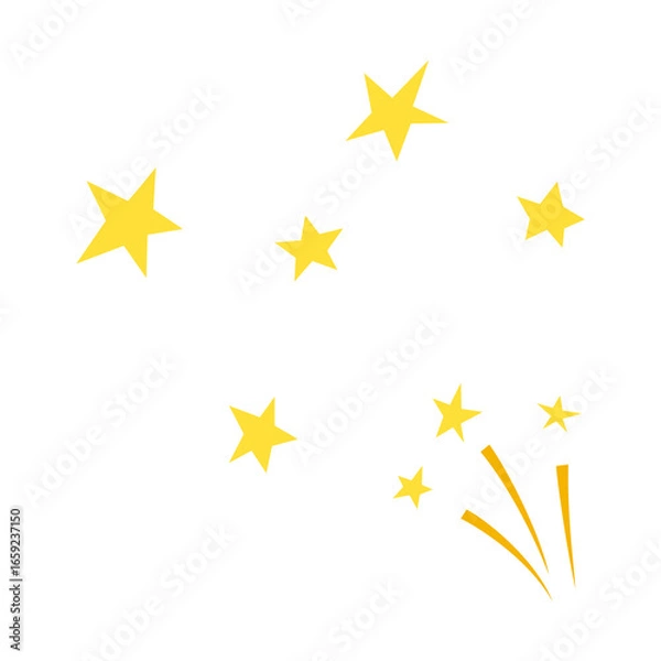 Obraz Yellow stars bouncing isolated on a white background.
