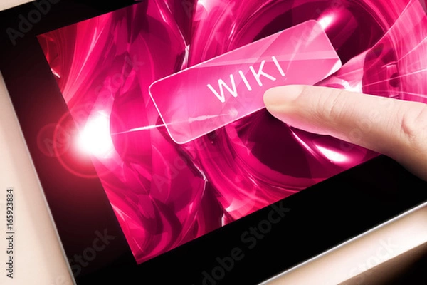 Obraz Wiki WIssen Wikiweb Webseite Tablet PC Touchscreen Finger Computer