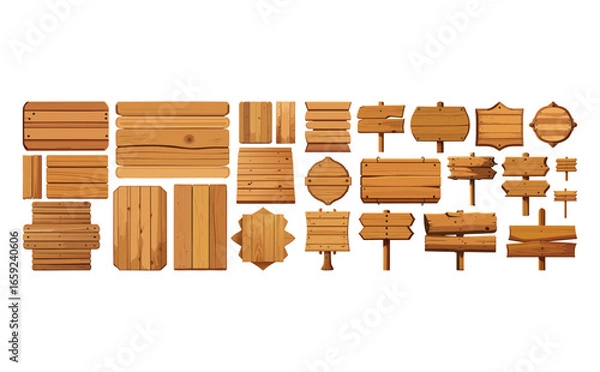 Fototapeta 木製看板ベクターイラストセット	
