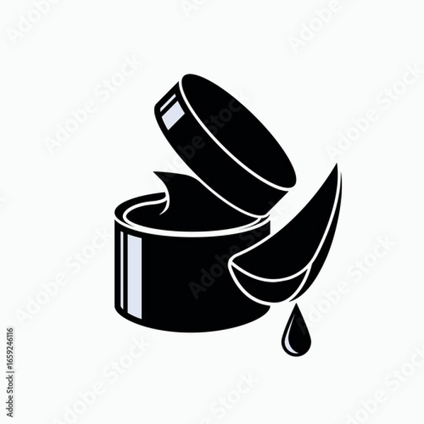 Fototapeta Aloe Vera Cream. Icon of Cosmetics Gel. A gelatinous substance used especially in cosmetics to soften or soothe the skin.  