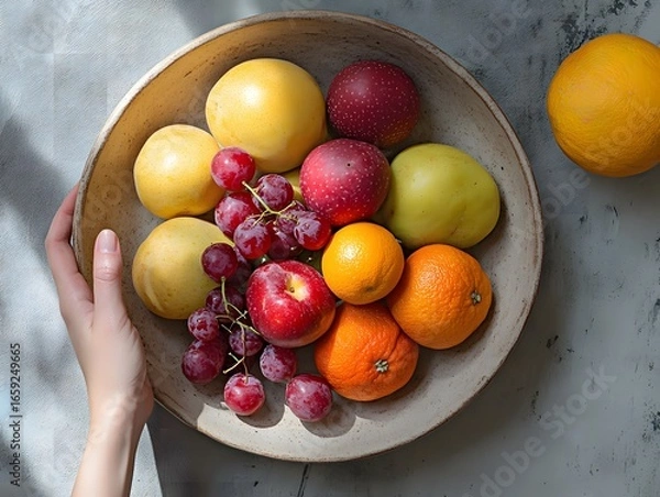 Fototapeta Fresh and Vibrant Assortment of Colorful Fruits in a Bowl