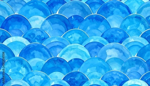 Obraz Abstract pattern of overlapping, stylized, blue scales