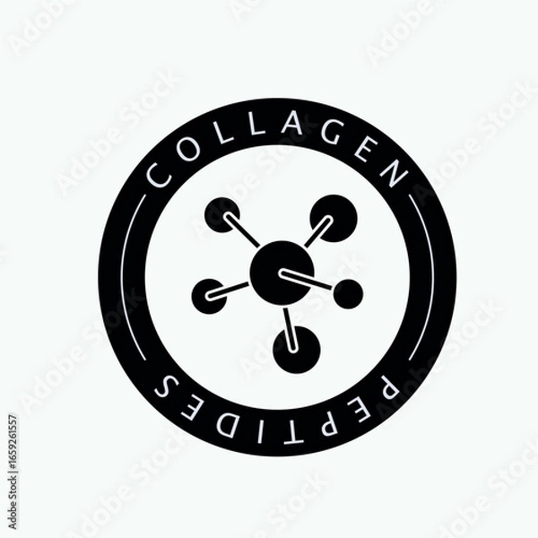 Fototapeta Collagen Peptides Icon. Symbol of Main Structural Protein found in Skin and other Connective Tissues. 