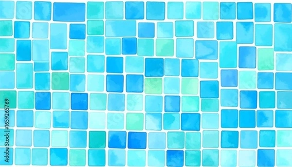 Obraz Abstract pattern of square tiles in shades of blue