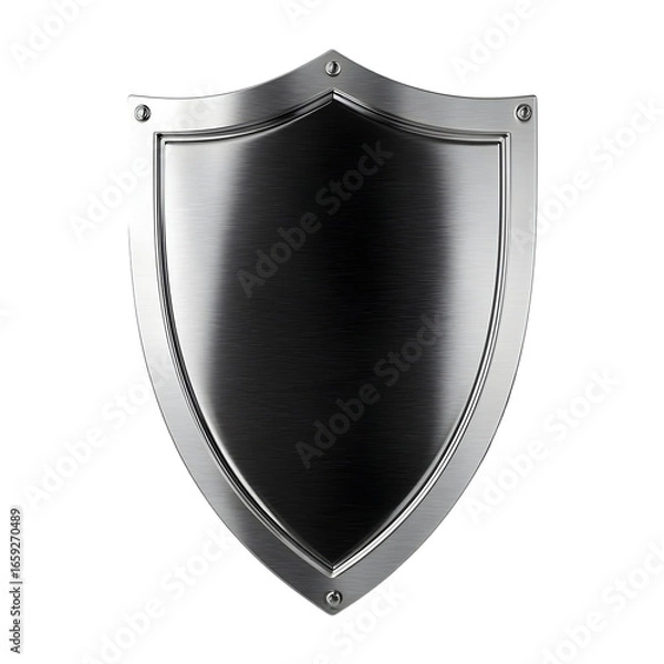 Fototapeta Silver shield on black background