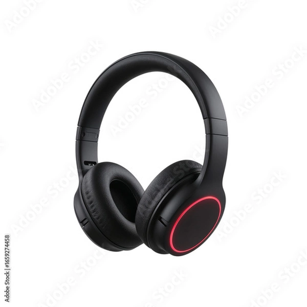 Fototapeta Immersive audio experience Wireless Headphones showcasing sleek design with luminous red accents