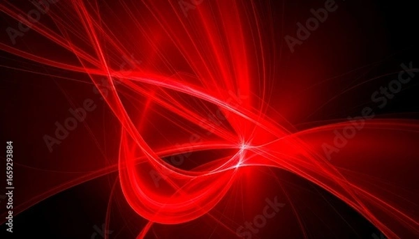 Obraz Abstract red swirling lines on black background