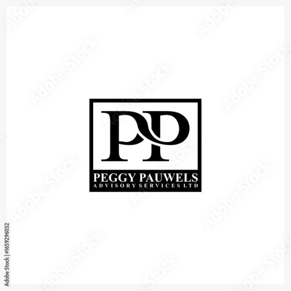 Obraz Luxury PP Lettermark in a Square Monogram Logo