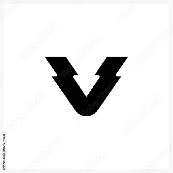 Obraz Modern Bold Letter V Lightning Logo Design