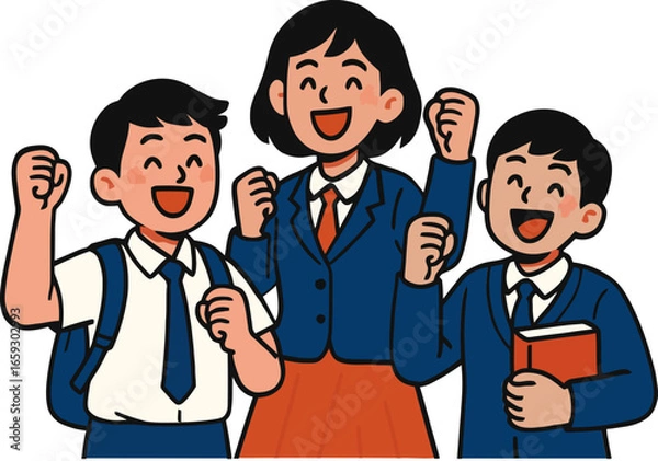 Fototapeta 환하게 웃는 학생들 일러스트