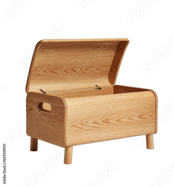 Fototapeta Light-colored wooden toy chest with open lid