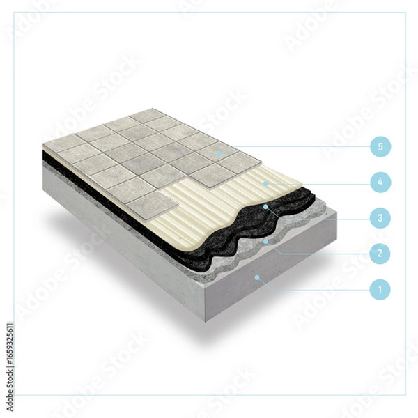 Fototapeta Floor covering scheme, floor covering by layers