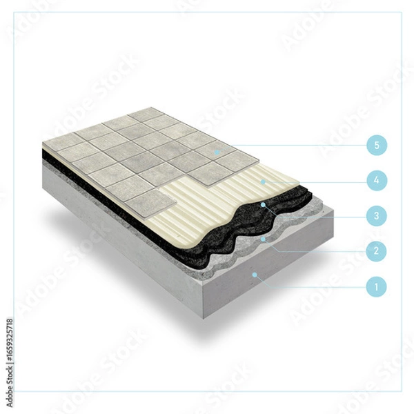 Fototapeta Floor covering scheme, floor covering by layers