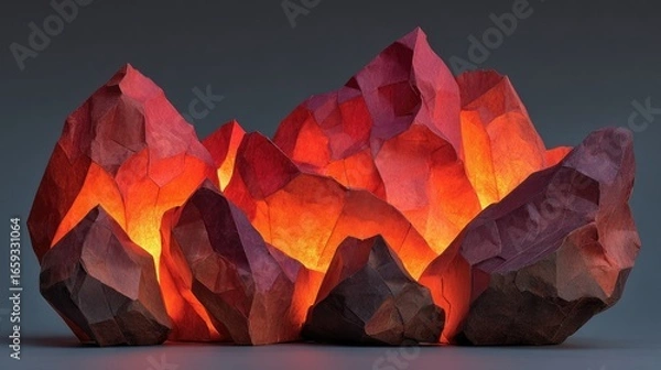 Obraz Glowing, angular rock formation, illuminated from within