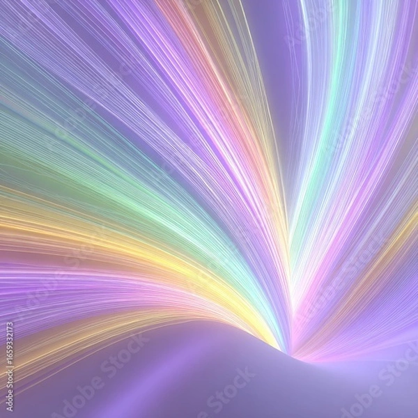 Obraz Abstract pastel light streaks converge at a central point, creating a dynamic, radiant effect