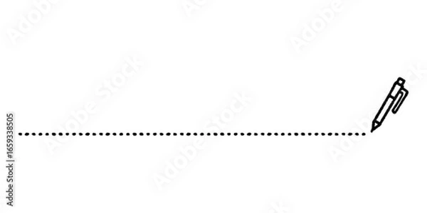 Obraz 点線を書いているシャープペンシルのバナーイラスト