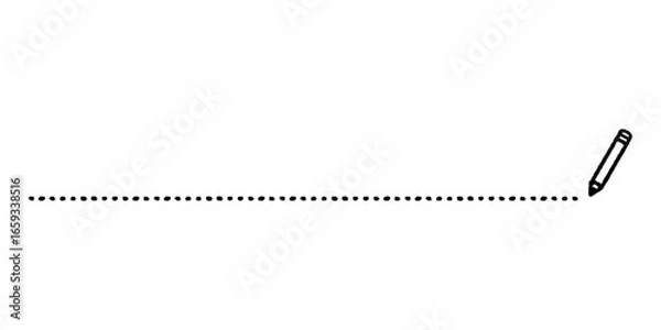 Obraz 点線を書いている鉛筆のバナーイラスト