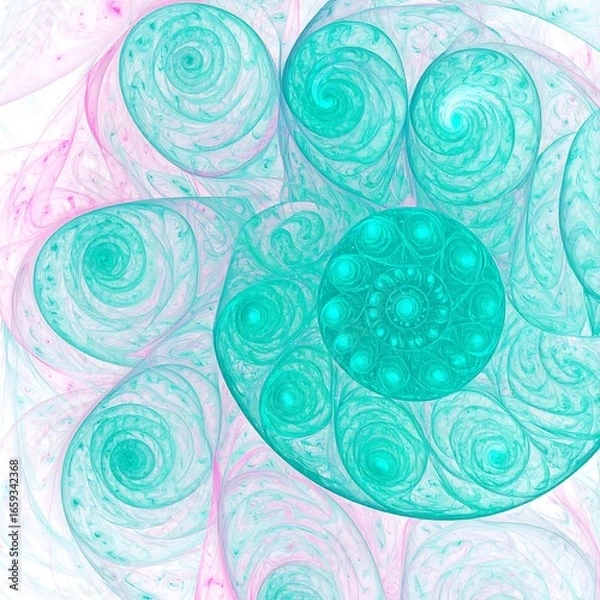 Obraz Abstract swirling patterns in light teal and pink