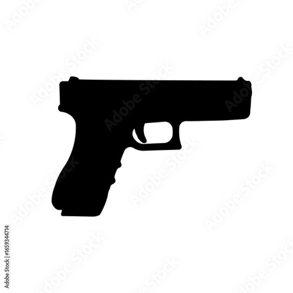 Fototapeta A large gun symbol in the center. Isolated black symbol. Illustration on transparent background