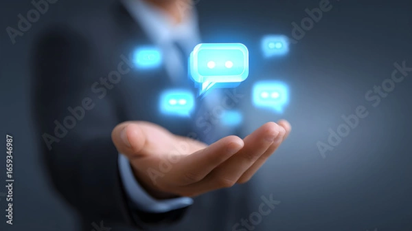 Fototapeta Businessman interacting with AI technology