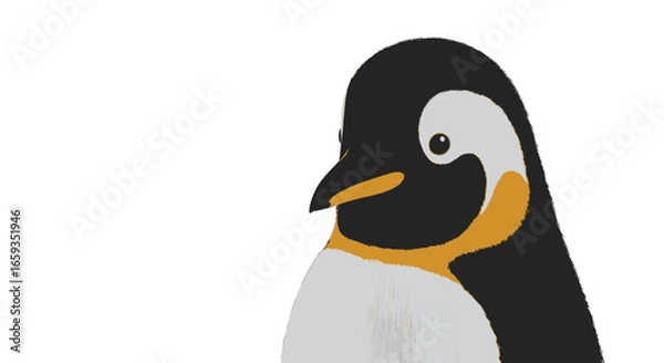 Fototapeta Isolated Penguin Headshot with Smooth Black and White Plumage Featuring Sleek Orange Accents on a Plain Background