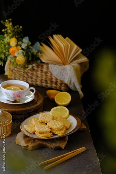 Obraz biscuit and tea on the table