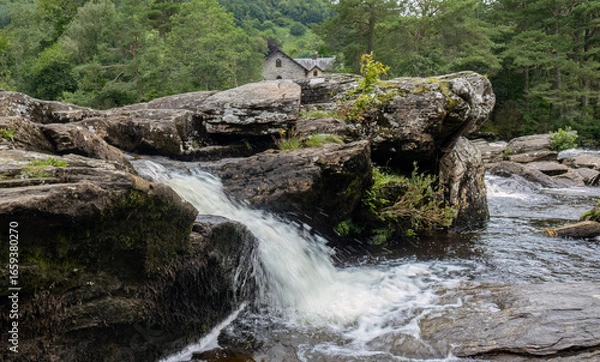 Obraz Falls of Dochart rapids in Killin, Tayside, Scotland