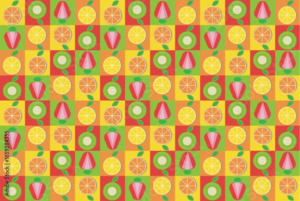 Obraz Abstract pattern of fruit with leaf on color background.