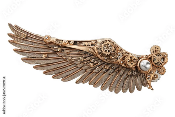 Obraz Steampunk wing, intricate gears and feathers