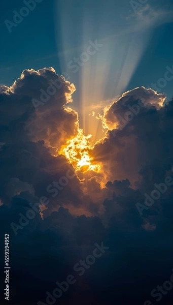 Obraz Sunburst Through Dramatic Cloudscape