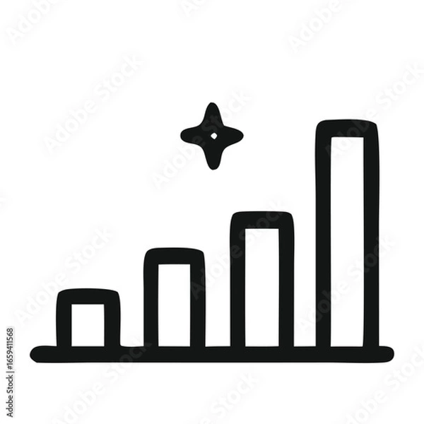 Fototapeta Bar graph with an upward trend and star suitable for financial reports, presentations, growth analysis, success concepts, and business strategies.