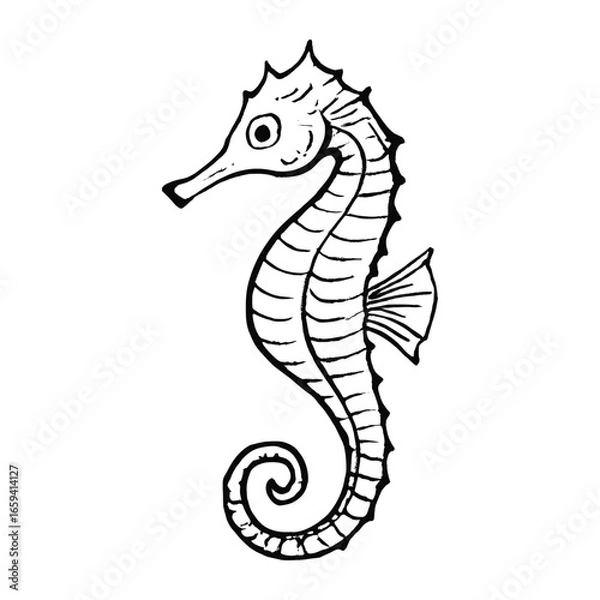 Obraz Elegant seahorse line art illustration vector