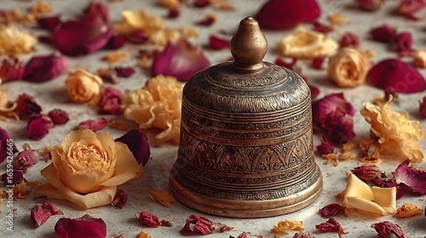 Fototapeta Artistic close up of ornate meditation bell high resolution image