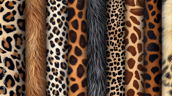 Fototapeta Animal Print Textures of Tiger, Zebra and Leopard Skins for Fashion and Textile Design background,generative ai