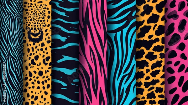 Fototapeta Animal Print Textures of Tiger, Zebra and Leopard Skins for Fashion and Textile Design background,generative ai