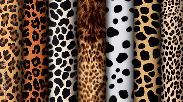 Fototapeta Animal Print Textures of Tiger, Zebra and Leopard Skins for Fashion and Textile Design background,generative ai