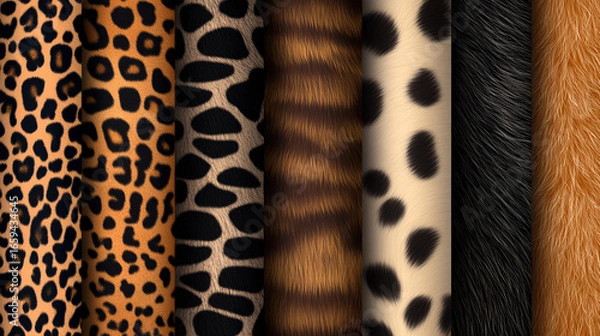 Fototapeta Animal Print Textures of Tiger, Zebra and Leopard Skins for Fashion and Textile Design background,generative ai