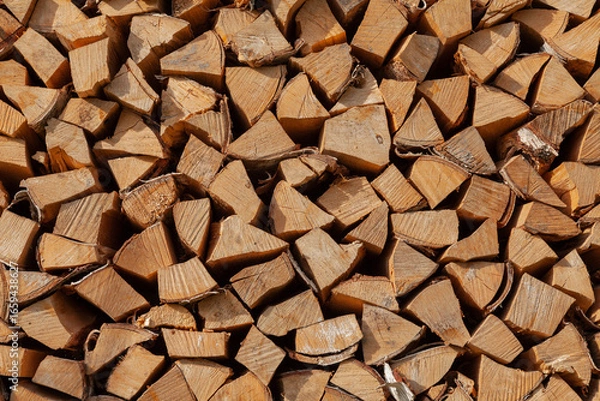 Fototapeta Background image - a stack of split birch firewood
