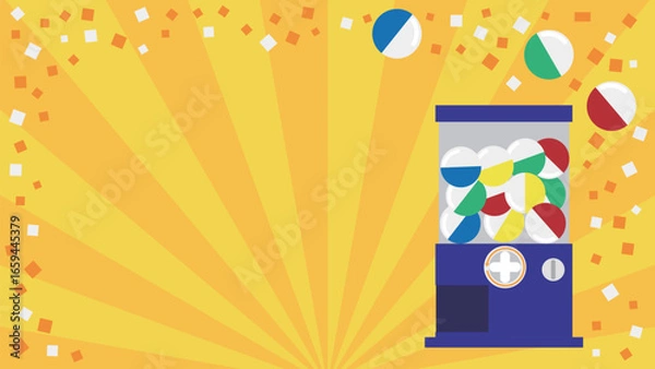 Fototapeta ガチャガチャの機械と背景がサンバーストのバナー素材