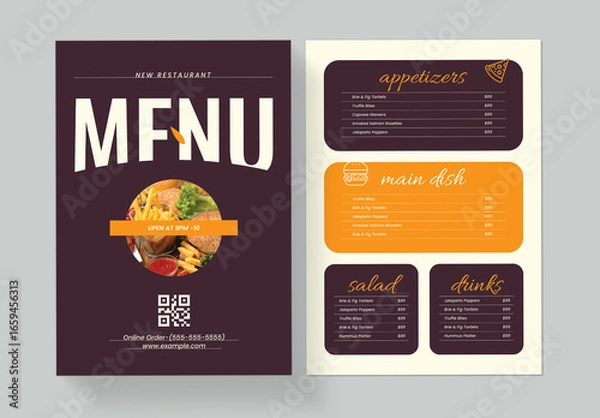 Fototapeta Modern Food Menu Template Layout