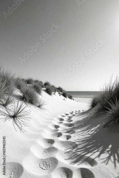Fototapeta Grayscale beach/dune texture Boho chic overlay , pattern, sand, western