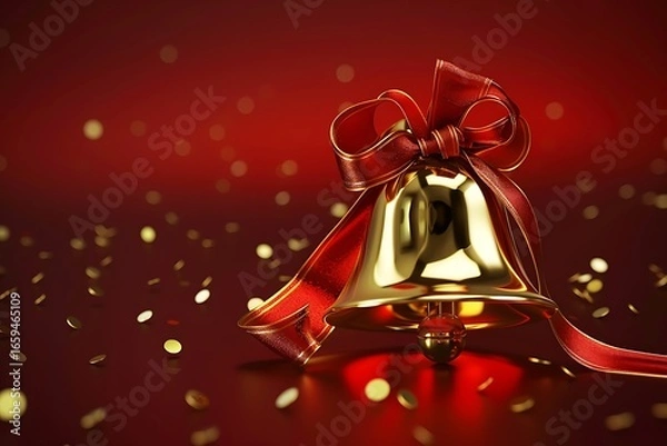 Fototapeta christmas bells on red background