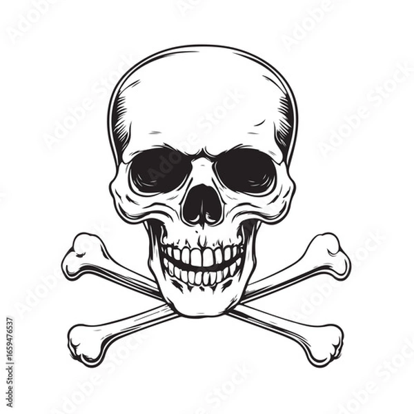 Fototapeta Skull and Crossbones Silhouette, Vintage Symbol Clip art, Classic Skull and Crossbones Silhouette, Hazard Warning Clip art